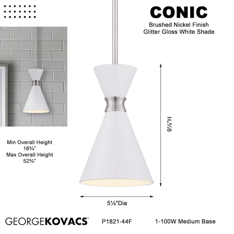 Kovacs Conic 5-1/2" Wide Single Light Mini Pendant with Glitter Gloss