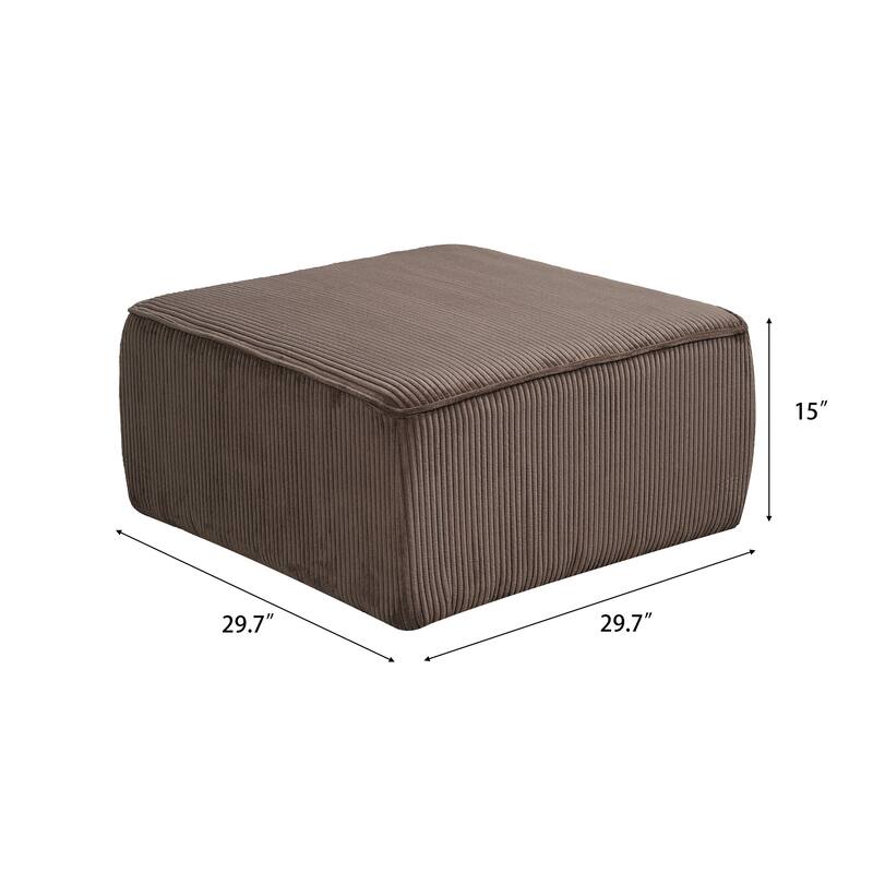 Christopher Knight Home - Modern Upholstered Corduroy Square Ottoman for Living Room with Plush Foam Cushion