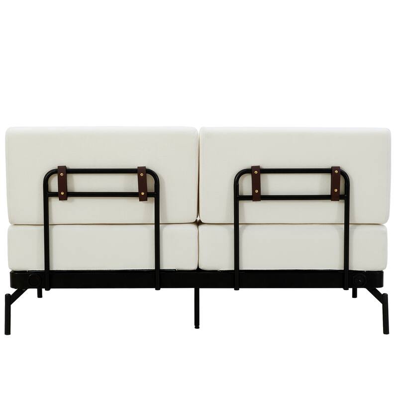 59" Chenille Modern Loveseat Sofa with USB Charging Ports, Cylindrical Armrests, and 440lb Capacity