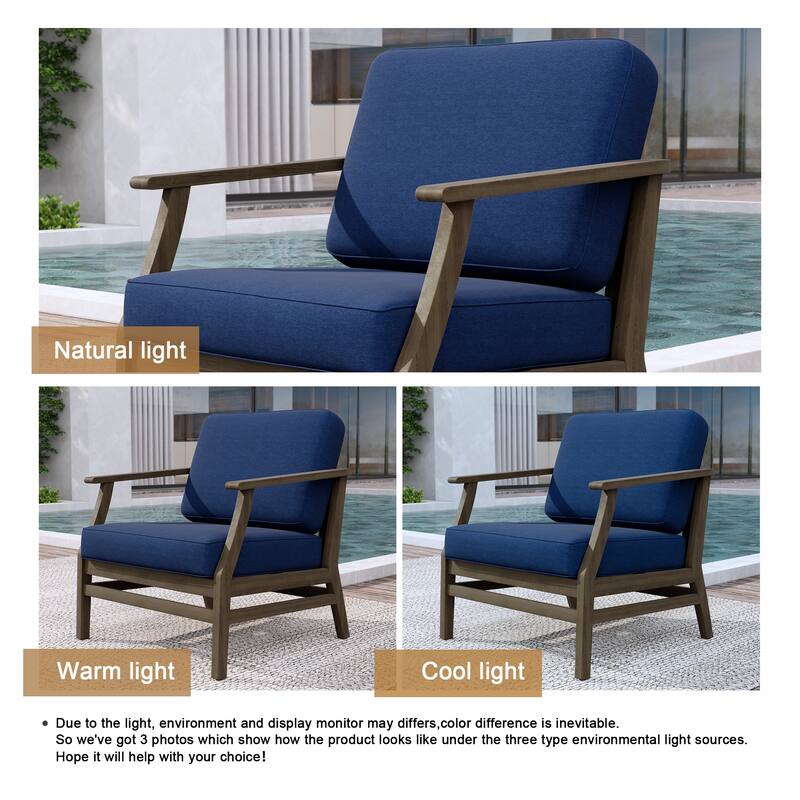 2 Set Patio Teak Wood Outdoor Chair with Cushions