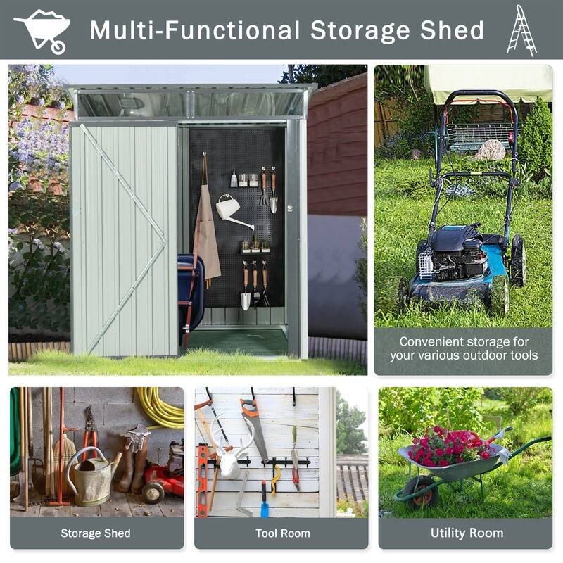 5ft x 3ft Outdoor Metal Storage Shed Transparent plate