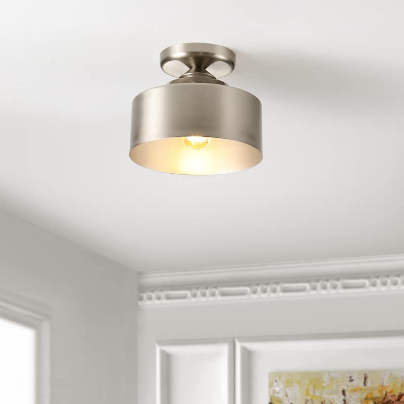 SAFAVIEH Lighting Kanami Flush Mount - 10" W x 10" D x 10" H - Brushed Nickel - 10Wx10Dx10H