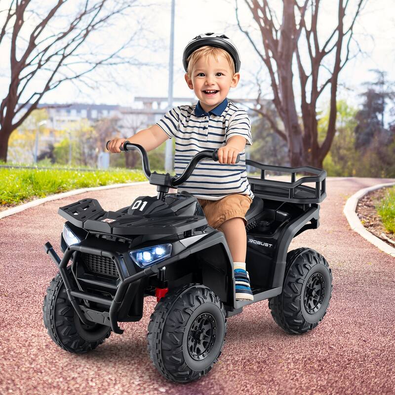 Kids Ride-On ATV with 4-Wheel Shock Absorbers and LED Lights Music Player USB Charging Port - 35" × 19" × 24" (L x W x H)