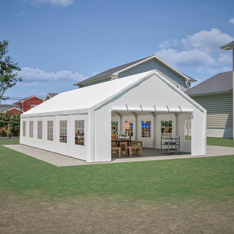 20x40FT Party Tent Heavy Duty, Large Wedding Event Shelters with 3 Carry Bags & Removable Sidewalls - White