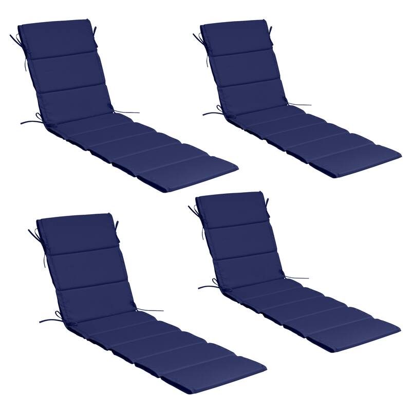 VredHom Outdoor Patio Chaise Lounge Rollable Cushion Lounger Pad - NavyBlue - 4PC
