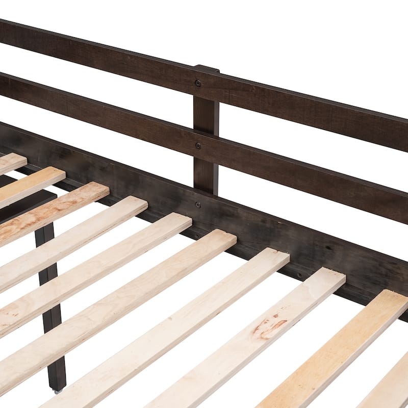 Compact Twin Loft Bed with Storage Drawers and Rolling Desk in Espresso