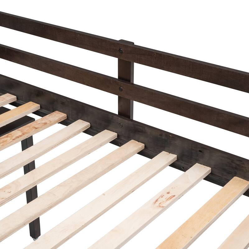 Low Study Twin Loft Bed with and Rolling Portable Desk Bed