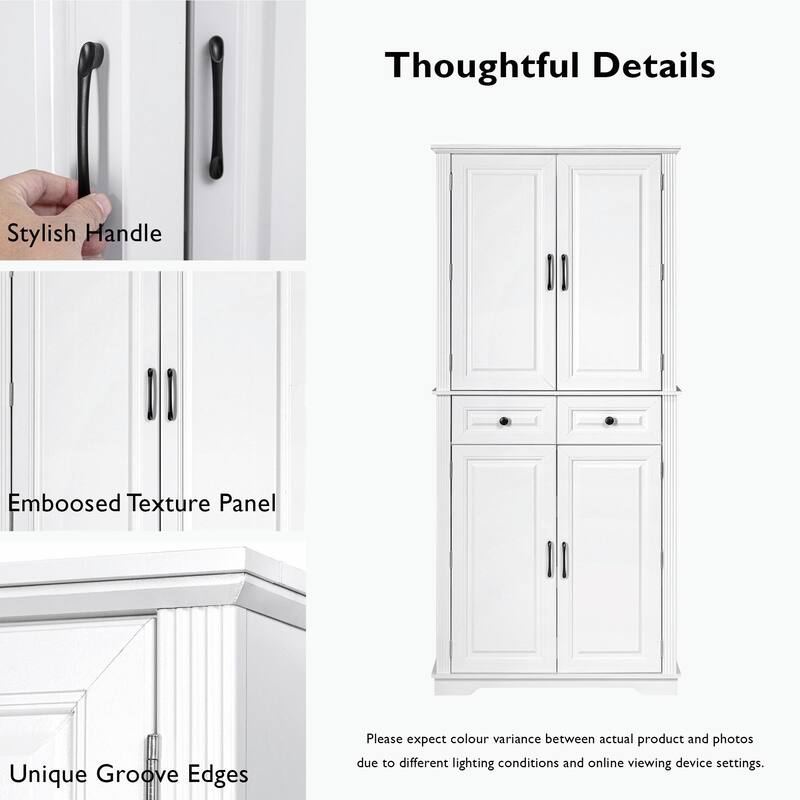 71" Tall Kitchen Pantry Cabinet with 3 Pull-Out Cabinet Organizers