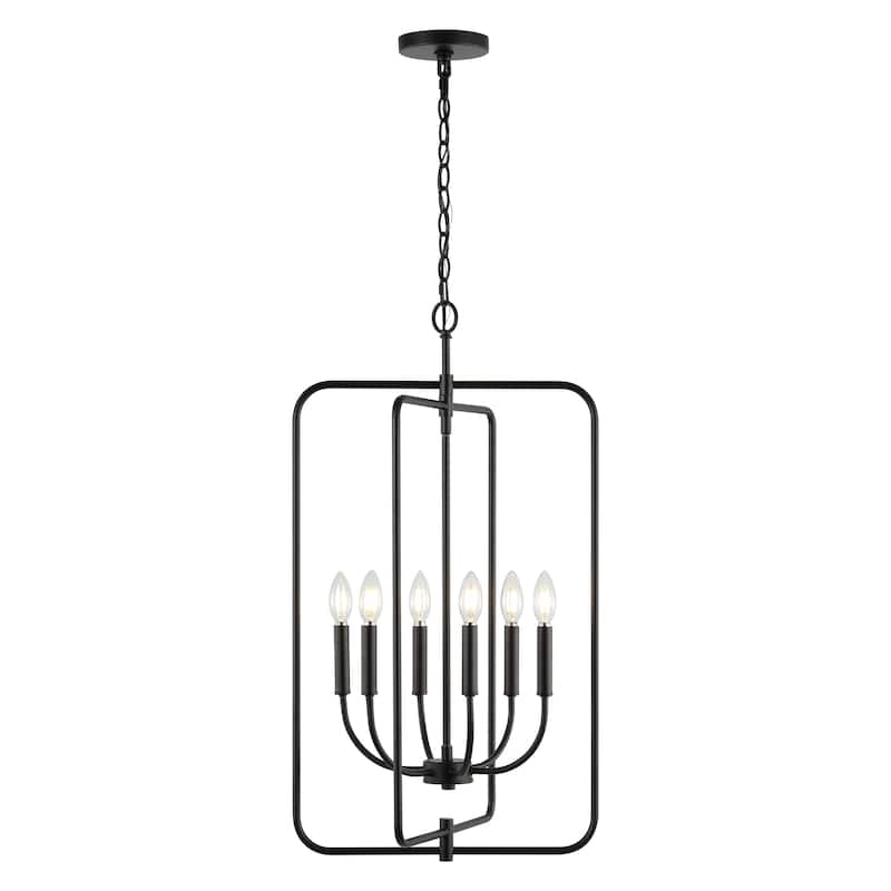 SAFAVIEH Lighting Noelline 6-Light Adjustable Pendant Chandelier (LED Bulbs Included) - Black - 17Wx15Dx95H