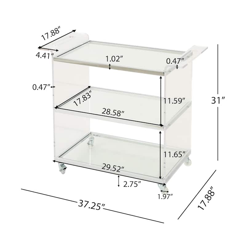 Yves Bar Trolley with Glass Shelves by Christopher Knight Home