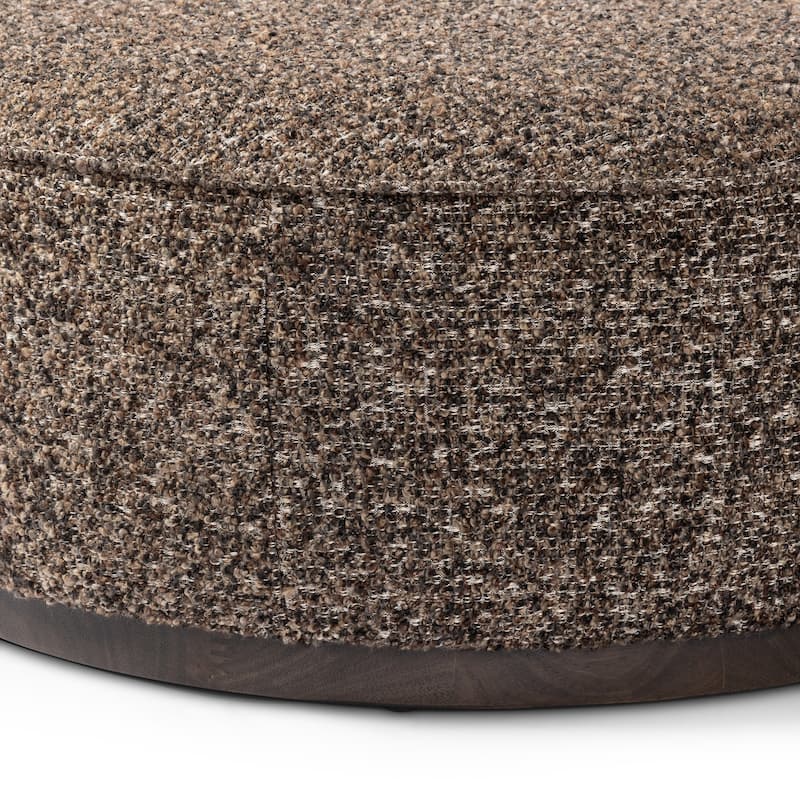 Ralphy Large Round Ottoman-Dark Hair on Hide