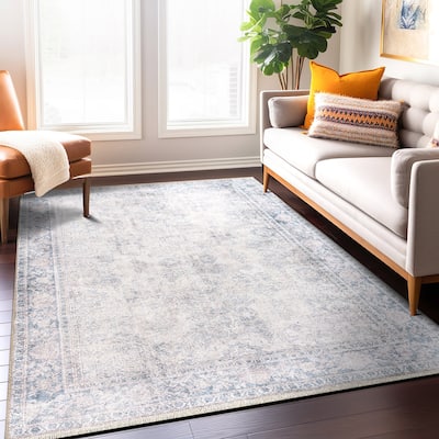 World Rug Gallery Transitional Distressed Vintage Machine Washable Area Rug