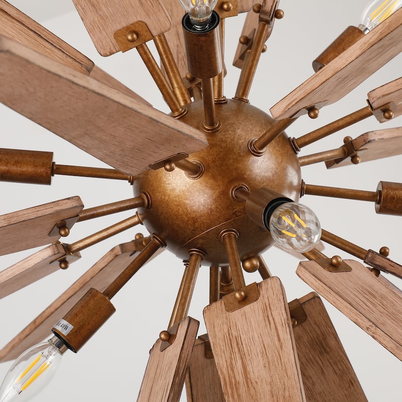 Lighting Thorne Chandelier 8 Light Wood in Contemporary Style Starburst Design