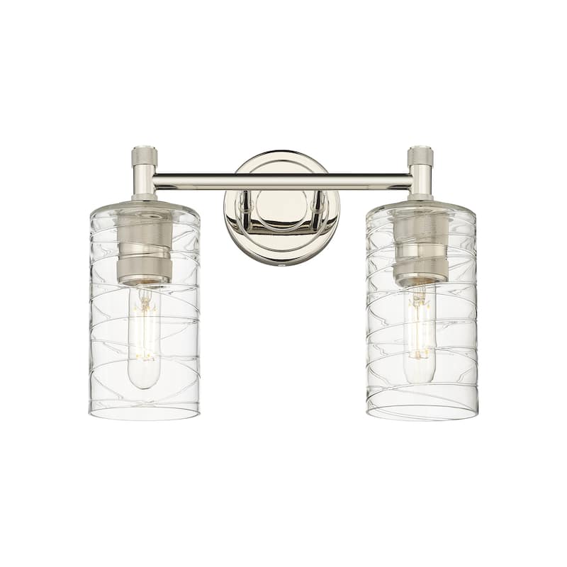 Innovations Lighting 434-2W-11-14 Crown Point Vanity Crown Point 2 - Polished Nickel / Deco Swirl