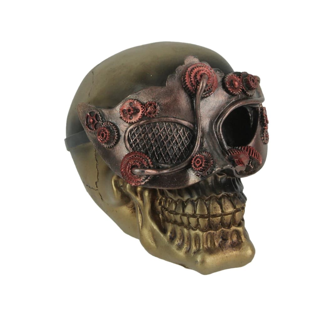 Resin Steampunk Masquerade Skull Statue Gothic Figurine Sculpture Art - 4.5 X 5.75 X 4.75 inches