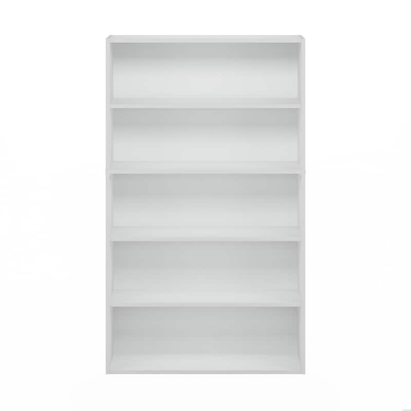 52.68 in. Tall White Wood 5-Shelf Bookcase