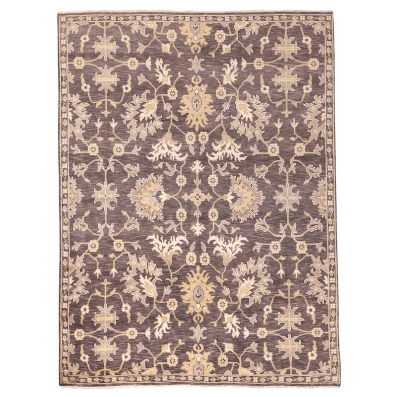 ECARPETGALLERY Hand-knotted Royal Oushak Dark Grey Wool Rug - 9'0 x 11'11