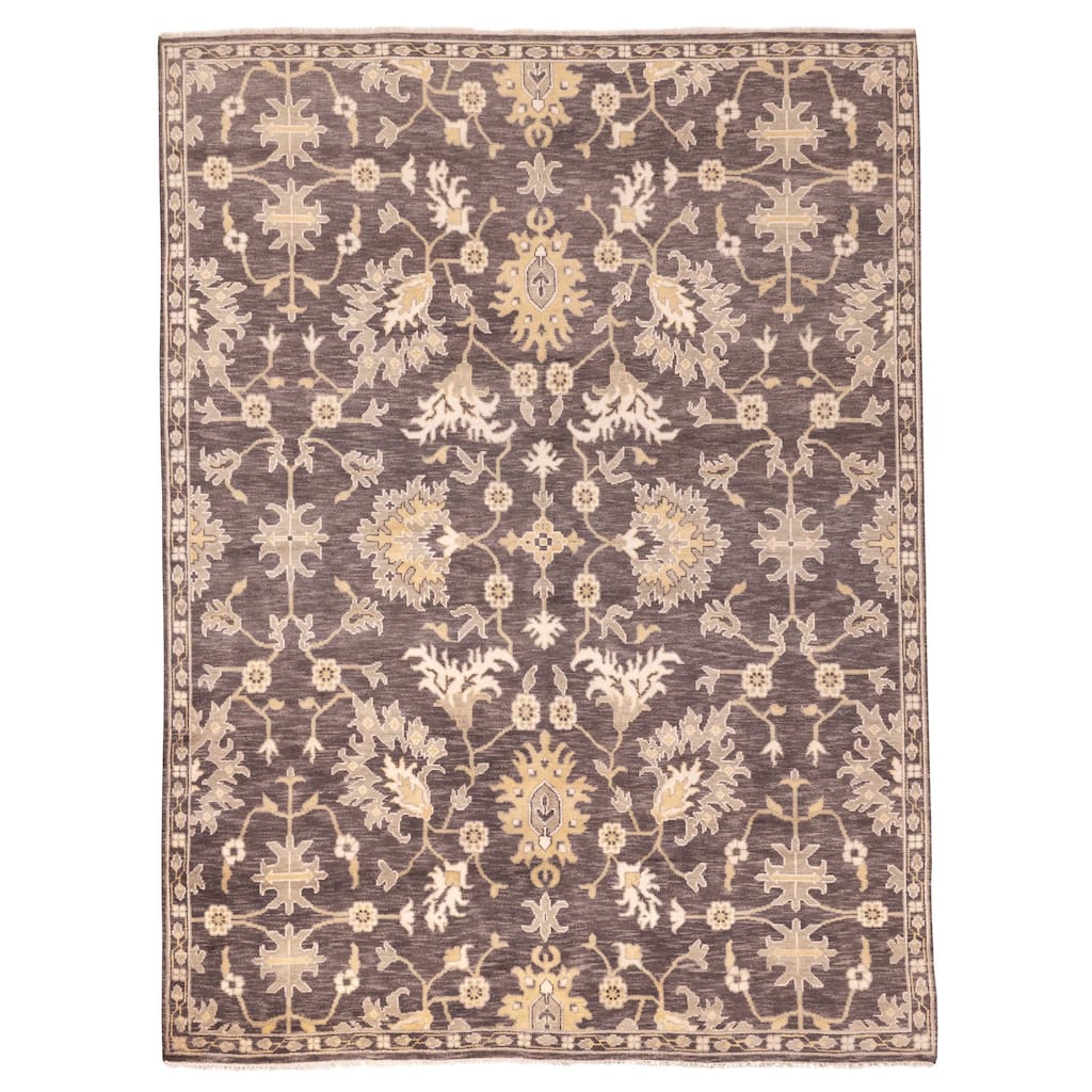 ECARPETGALLERY Hand-knotted Royal Oushak Dark Grey Wool Rug - 9'0 x 11'11