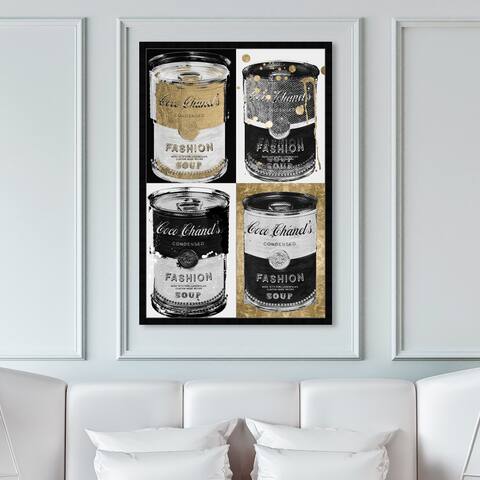 Oliver Gal 'Fashion Soup Pop Art' Fashion and Glam Wall Art Framed Print Soup Can - Gold, Black