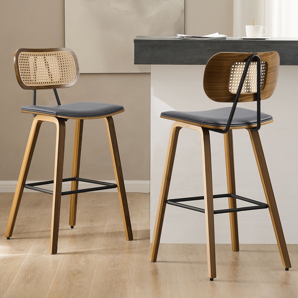 26 inch Wood Counter Height Bar Stools with Rattan Back On Sale Bed Bath Beyond 37003652