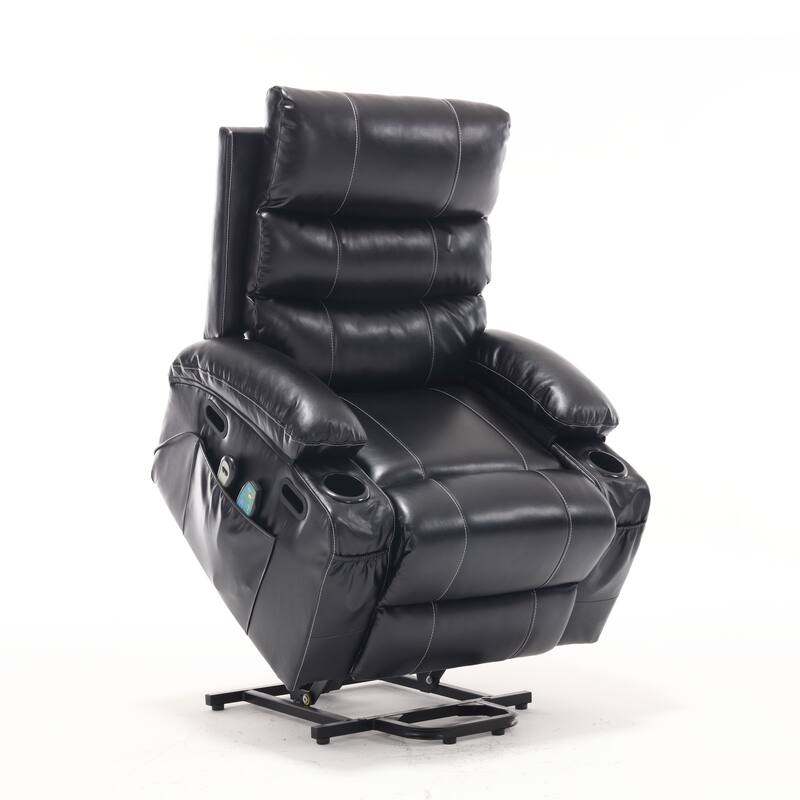 PU Leather Power Lift Recliner with Massage, Heating & Cup Holders