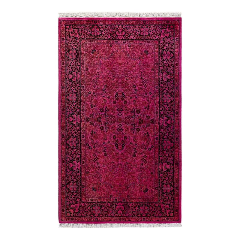 Overton Hand Knotted Wool Vintage Inspired Modern Contemporary Overdyed Pink Area Rug - 3' 1" x 5' 4"