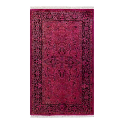 Overton Hand Knotted Wool Vintage Inspired Modern Contemporary Overdyed Pink Area Rug - 3' 1" x 5' 4"