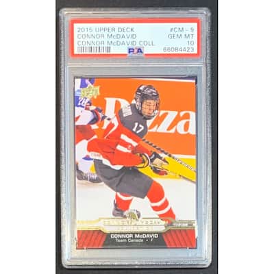 Connor McDavid 2015 Upper Deck Hockey Rookie Card RC #CM-9 Graded PSA 10 - 8'6" x 11'6"