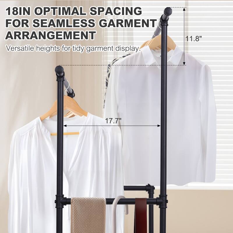 63” Metal Rolling Clothing Garment Rack