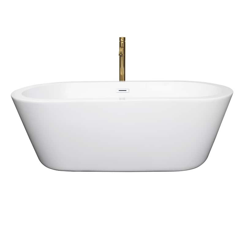 Wyndham Collection Mermaid 67-inch White Freestanding Soaking Bathtub