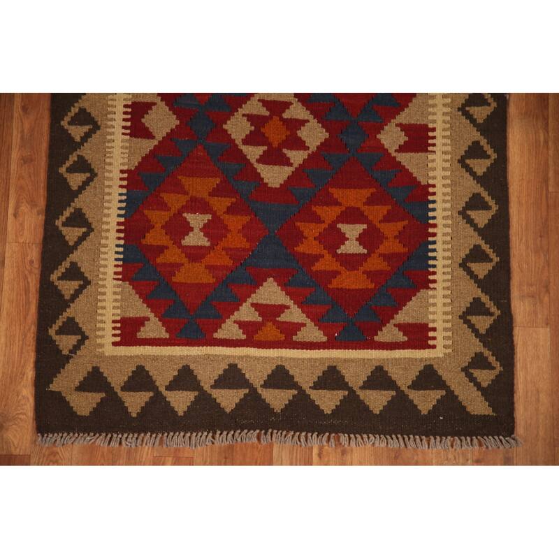 Kilim Oriental Area Rug Hand-woven Wool Carpet - 3'3" x 5'0"
