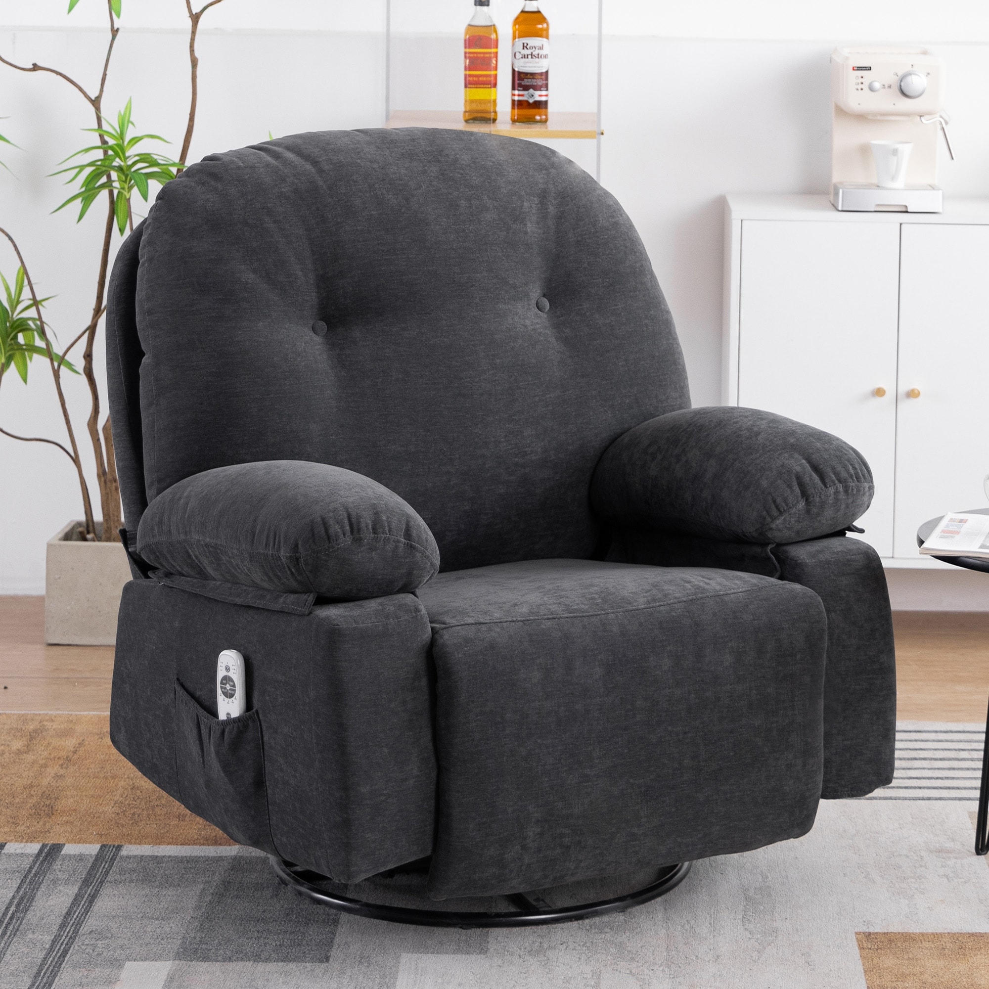 Modern Chenille Recliner Chairs Swivel Massage Rocker Recliner with Heat Bed Bath Beyond 39912489