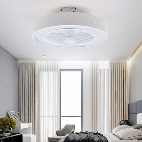 Enclosed Glam Diamond LED Ceiling Fan with Remote
