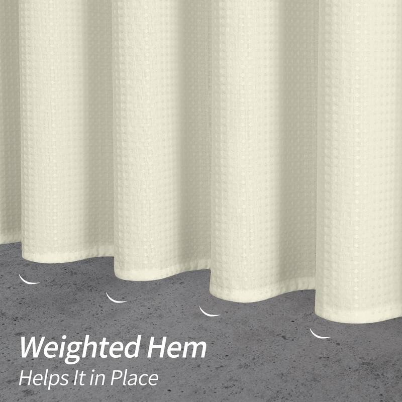 Long Shower Curtain 72" x 78", Beige Waffle Fabric for Bathroom Decor