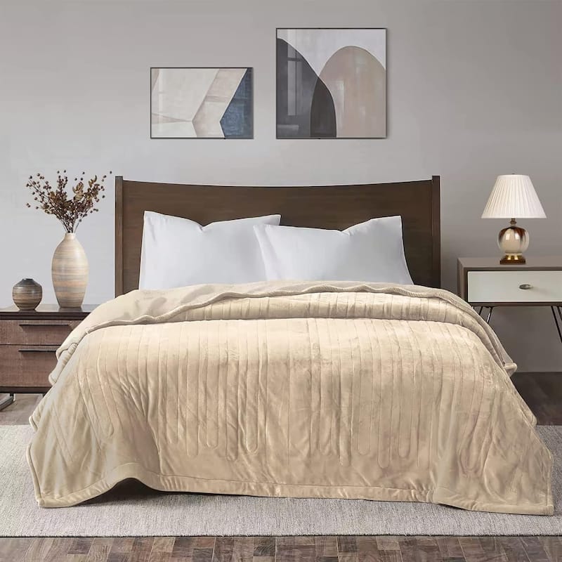 Royalcraft Double-Layer Flannel Heated Blanket with Dual Controllers