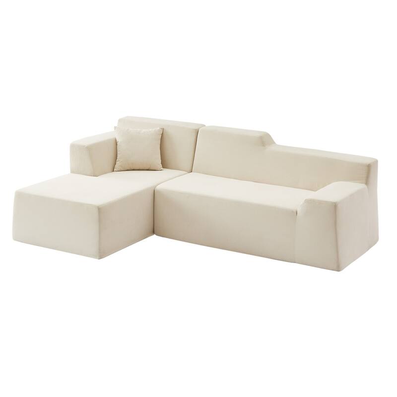 96.46" L-Shaped Corduroy Sectional Sofa, No Assembled Required