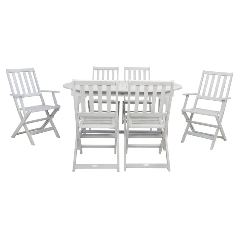 SAFAVIEH Linda 6-Chair 1-Table Extendable Patio Dining Set - 35Wx79Dx30H