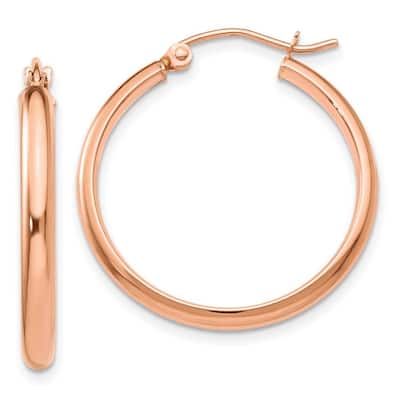 Curata 14k Rose Gold 2.75x25mm Classic Hoop Earrings
