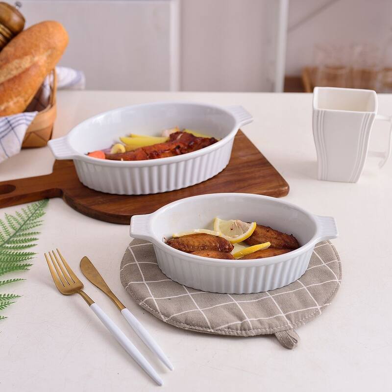 MALACASA, Series Bake.Bake, Ceramic Oval Baking Dish Bakeware Set