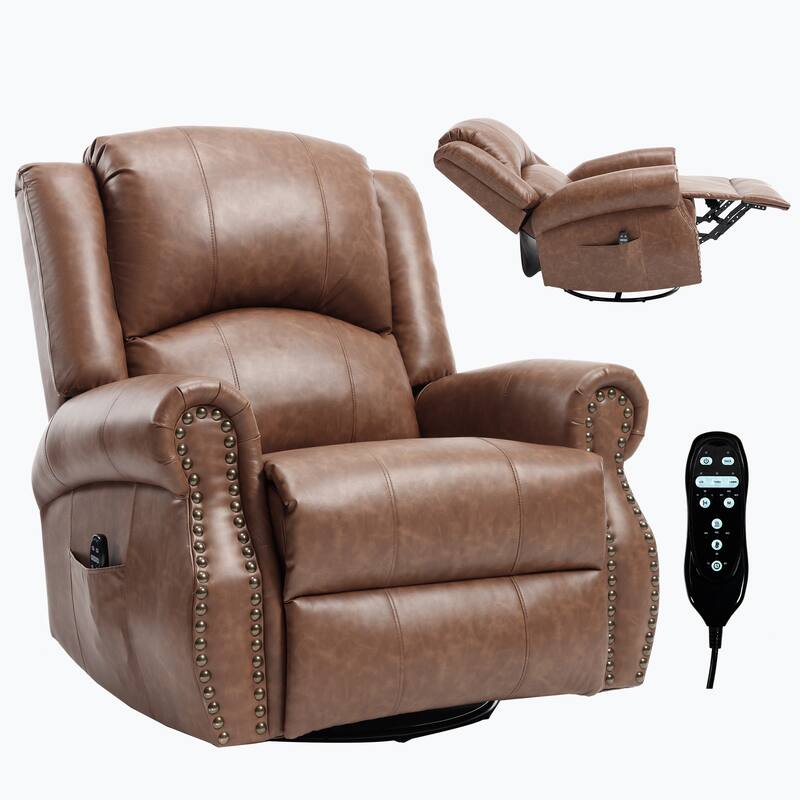 Manual Recliner Chair with Heat & Massage, Ergonomic Lounge Sofa Chair, Swivel Recliner Chair with Side Pocket