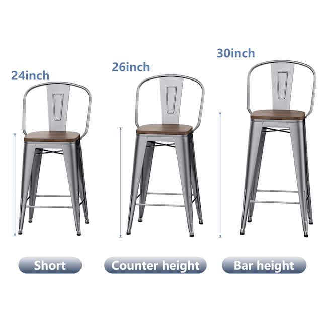 Andeworld farmhouse bar stools ,counter height bar stools set of 4 - Set of 4