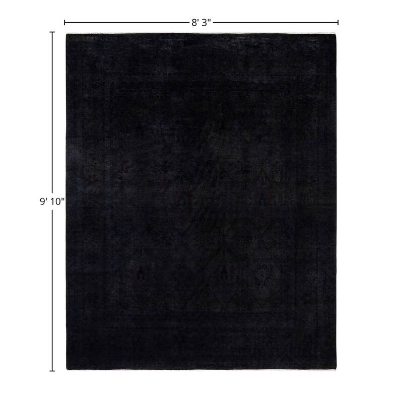 Overdyed One-of-a-Kind Hand-Knotted Area Rug - Black - 8' 3" x 9' 10"
