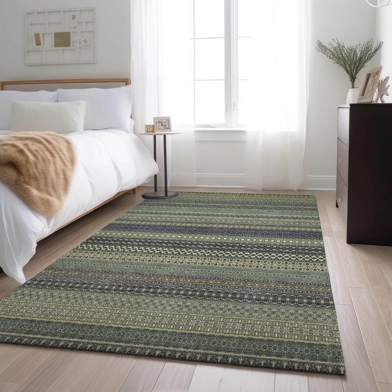 Premium Washable Super Soft Boho Stripes Mayfield Rug - Sage - 9' x 12' - Rectangle