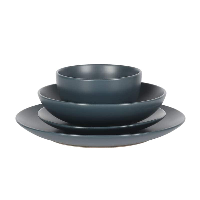 Gibson Home Queenslane 16-Piece Double Bowl Stoneware Dinnerware Set