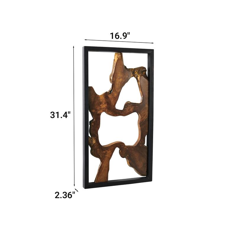 Greenage Teak Wall Decor Natural Live Edge Hanging Art Sculpture