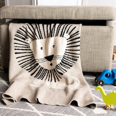 SAFAVIEH Lemmitty Lion Baby Throw Blanket - 32" x 40" - 32" x 40"