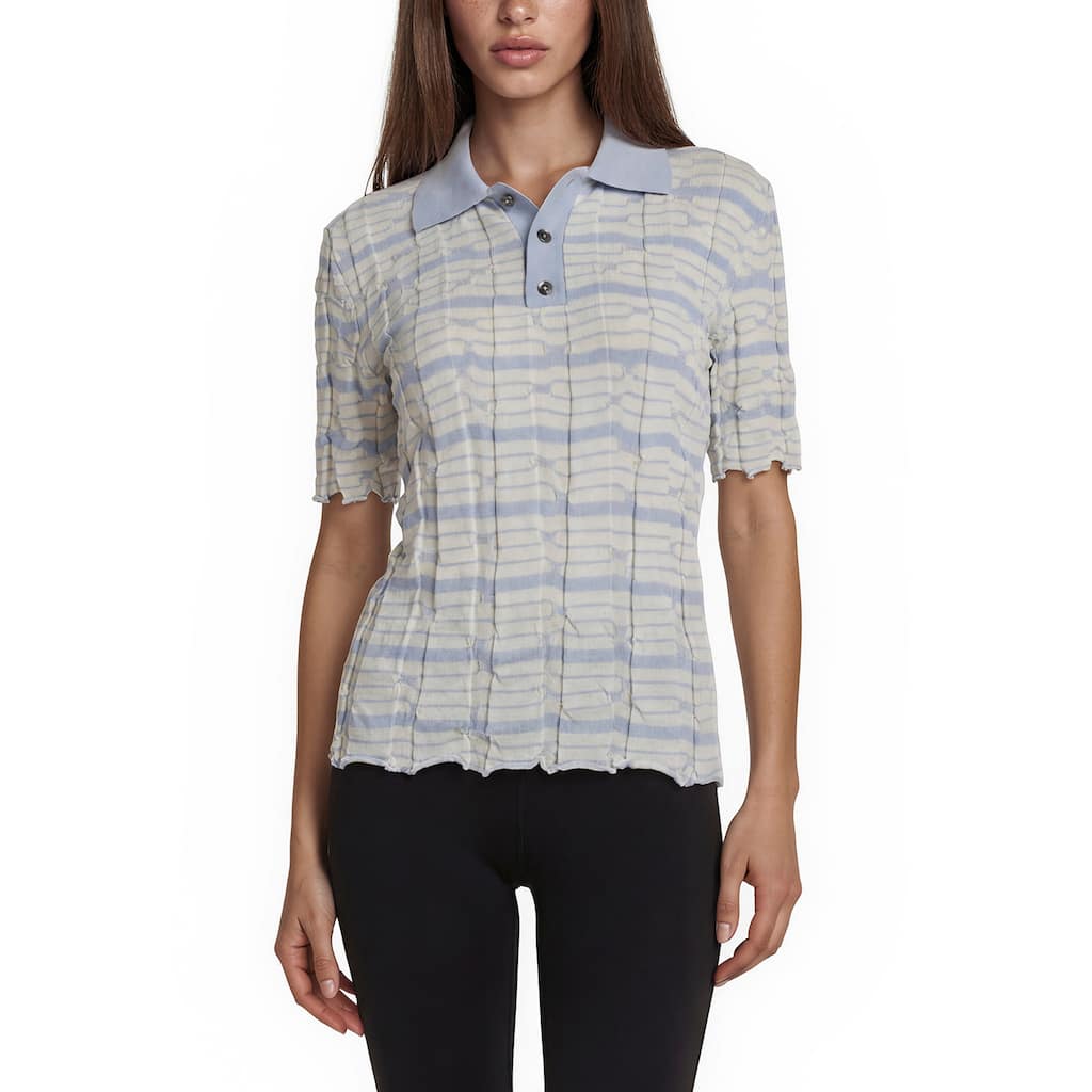 Bottega Veneta Distorted Stripe Polo Shirt