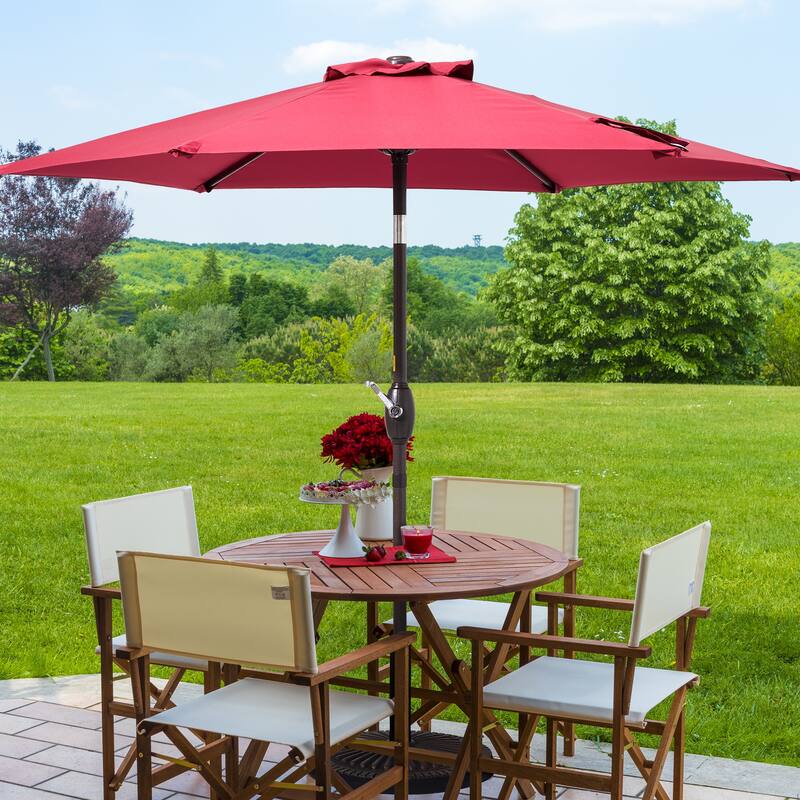 LIVOOSUN 7.5ft Steel Patio Market Umbrella Tilt System - Red