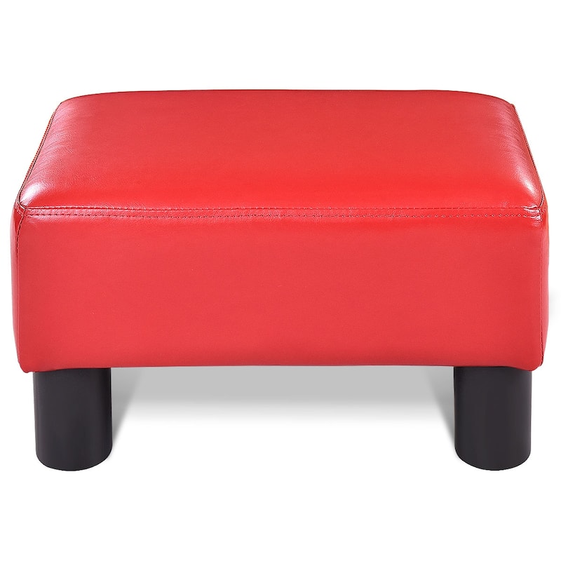 Gymax PU Leather Ottoman Rectangular Footrest Small Stool - See Details