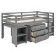 preview thumbnail 36 of 41, All-in-one Bookcase Bed Platform Bed Twin Size Low Loft Bed with Rolling Portable Desk, Bookshel, Cabinet and Storage Drawers